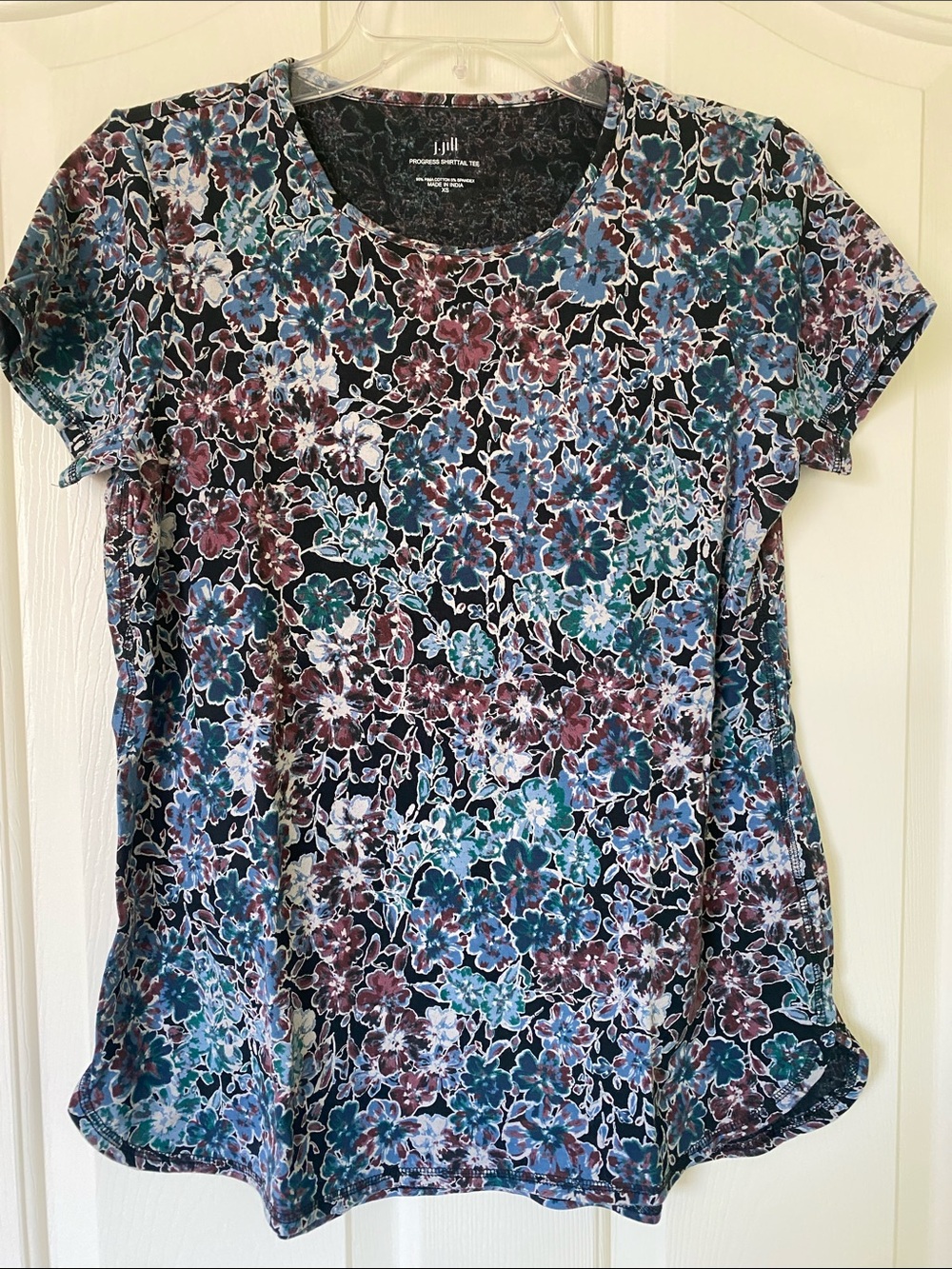 J.Jill Blue Floral Short-Sleeve Tee